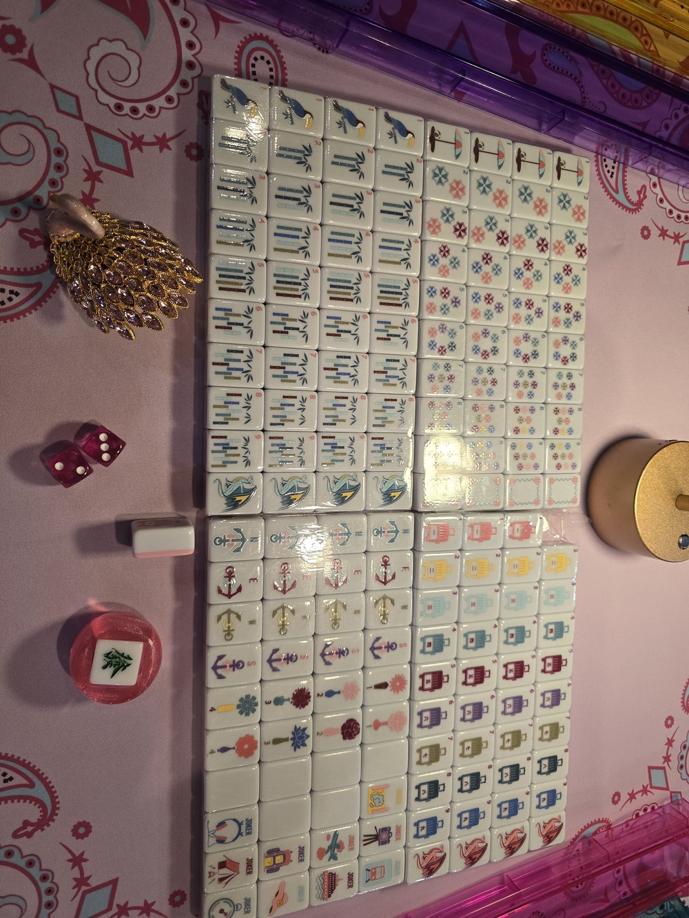 Jetsetter Mahjong Set - Includes Cute Pouch Choose Rack And Mats - Picture 3 of 11
